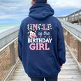 Uncle Of The Birthday Girl Farm Cow Daddy Papa 1St Women Oversized Hoodie Back Print Navy Blue