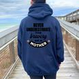 Never Underestimate The Bravery Of A Mother Cute Women Oversized Hoodie Back Print Navy Blue