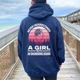 Never Underestimate A Girl With An Engineering Degree Women Oversized Hoodie Back Print Navy Blue