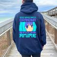 Never Underestimate A Grandma With An Anime Women Oversized Hoodie Back Print Navy Blue
