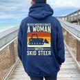 Never Underestimate A Woman With A Skid Sr Construction Women Oversized Hoodie Back Print Navy Blue