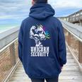 Unicorn Security Rainbow Muscle Manly Christmas Women Oversized Hoodie Back Print Navy Blue