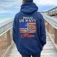 Us Na Vy Proud Mother Proud Us Na Vy For Mom Veteran Day Women Oversized Hoodie Back Print Navy Blue