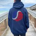 Vintage Baseball American Flag For Boys Girls Women Women Oversized Hoodie Back Print Navy Blue