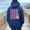 Vintage First Name Taylor Groovy First Name Personalized Women Oversized Hoodie Back Print Navy Blue