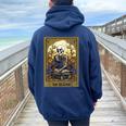 Vintage Floral Tarot Card The Reader Reading Skeleton Nerd Women Oversized Hoodie Back Print Navy Blue