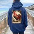 Vintage Gockel Elegant Rooster Bird Chicken Farmer Rooster Women Oversized Hoodie Back Print Navy Blue