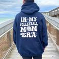 In My Volleyball Mom Era Retro Groovy Sports Mom For Womens Women Oversized Hoodie Back Print Navy Blue