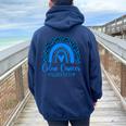 We Wear Blue Rainbow Awsewome For Colon Cancer Awareness Women Oversized Hoodie Back Print Navy Blue