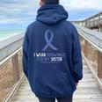 I Wear Periwinkle For My Sister Esophageal Cancer Awareness Women Oversized Hoodie Back Print Navy Blue