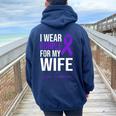 I Wear Purple For My Wife Lupus Warrior Lupus Women Oversized Hoodie Back Print Navy Blue