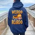 Weirdo With A Beardo Bearded Dragon Beardie Women Oversized Hoodie Back Print Navy Blue