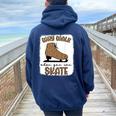 Why Walk When You Can Skate Ice Skating Figure Skater Girls Women Oversized Hoodie Back Print Navy Blue