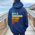 My Wife Is Trinidadian Nothing Scares Me Husband Women Oversized Hoodie Back Print Navy Blue