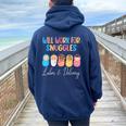 Will Work For Snuggles Labor & Delivery Nurse Baby Women Oversized Hoodie Back Print Navy Blue