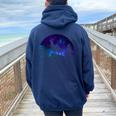 Wolf Howling Moon Love Wolves Cosmic Space Galaxy Girl Women Oversized Hoodie Back Print Navy Blue