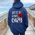 Women's Christmas Let's Get Cozy Christmas Women Oversized Hoodie Back Print Navy Blue