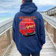 Wonderful American Fifties Retro Sunset 50S Vintage Car Women Oversized Hoodie Back Print Navy Blue