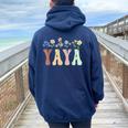 Yaya Wildflower Floral Yaya Women Oversized Hoodie Back Print Navy Blue