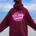 100 Days Smarter Pink Teacher Girls 100 Days Of School Women Oversized Hoodie Back Print Maroon