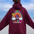100Th Day Of Kindergarten School Rainbow 100 Days Smarter Women Oversized Hoodie Back Print Maroon