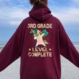 3Rd Grade Level Complete Gamer 2024 Graduation Unicorn Dab Women Oversized Hoodie Back Print Maroon
