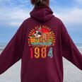 40 Years Old Sloth Lover Vintage 1984 40Th Birthday Women Oversized Hoodie Back Print Maroon