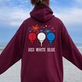 4Th July Red White Blue Golf Patriotic Golfer Dad Women Women Oversized Hoodie Back Print Maroon