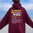 5 Things About My Wife Husband Women Oversized Hoodie Back Print Maroon