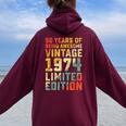 50Th Birthday 50 Years Old For Vintage 1974 Women Oversized Hoodie Back Print Maroon