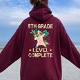 5Th Grade Level Complete Gamer 2024 Graduation Unicorn Dab Women Oversized Hoodie Back Print Maroon