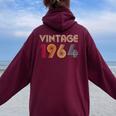 60Th Birthday 60 Years Old Retro Vintage 1964 Women Oversized Hoodie Back Print Maroon