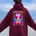 7Th Birthday Girl 7 Years Butterfly Number 7 Women Oversized Hoodie Back Print Maroon