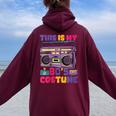 This Is My 80'S Costume Outfit Eighties Retro Vintage Party Women Oversized Hoodie Back Print Maroon