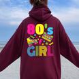 80S Girl 1980S Theme Party 80S Costume Outfit Girls Women Oversized Hoodie Back Print Maroon