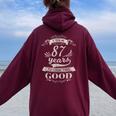 87Th Birthday Born 1932 Vintage 87 Year Old Women Oversized Hoodie Back Print Maroon