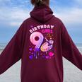 9Th Birthday Girl 9 Years Painting Art Number 9 Women Oversized Hoodie Back Print Maroon