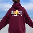 Abcd Back In Class First Day Back To School Teacher Student Women Oversized Hoodie Back Print Maroon