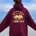 Adventure Begins At Your Library Summer Reading 2024 Groovy Women Oversized Hoodie Back Print Maroon