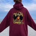 Afro Pisces Queen African American Zodiac Birthday Women Oversized Hoodie Back Print Maroon