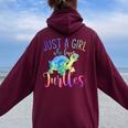 Animal Lover Girls Just A Girl Who Loves Turtles Women Oversized Hoodie Back Print Maroon