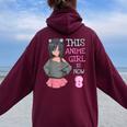 This Anime Girl Is Now 8 Years Old Birthday Girl Kawaii Women Oversized Hoodie Back Print Maroon