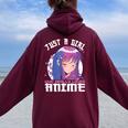 Anime For N Girls Just A Girl Who Loves Anime Women Oversized Hoodie Back Print Maroon