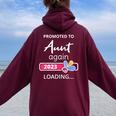 Aunt Again 2023 Loading New Auntie To Be Promoted To Aunt Women Oversized Hoodie Back Print Maroon