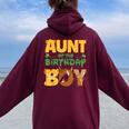Aunt Of The Birthday Boy Lion Family Matching Women Oversized Hoodie Back Print Maroon