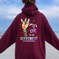 Autism Awareness Acceptance Giraffe Its Ok To Be Different Women Oversized Hoodie Back Print Maroon