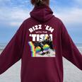 Autism Rizz Em With The Tism Meme Autistic Cat Rainbow Women Oversized Hoodie Back Print Maroon