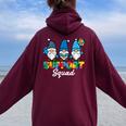 Autism Support Squad Gnomes Awareness Matching Kid Women Oversized Hoodie Back Print Maroon