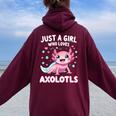 Axolotl Kawaii Just A Girl Who Loves Axolotls Women Oversized Hoodie Back Print Maroon