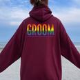 Bachelor Party Gay Pride Rainbow Groom Women Oversized Hoodie Back Print Maroon
